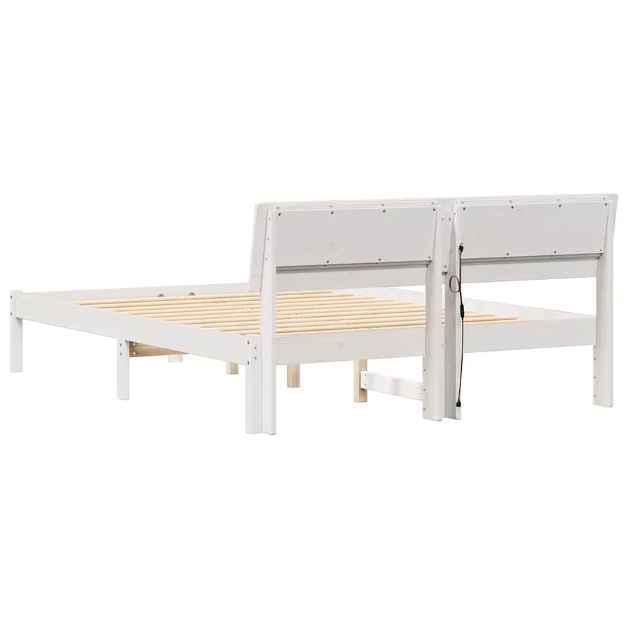 Cadre de lit avec tête de lit Blanc 140 x 190 cm Pin massif - 7