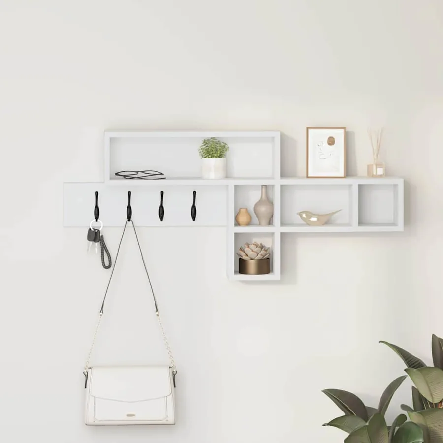 Porte-manteau mural Blanc 100 x 12 x 43,5 cm Bois d'ingénierie