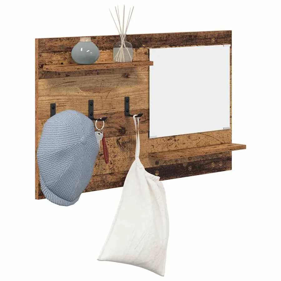 Porte-manteau mural avec étagère Bois ancien 90 x 10 x 50 cm - 3