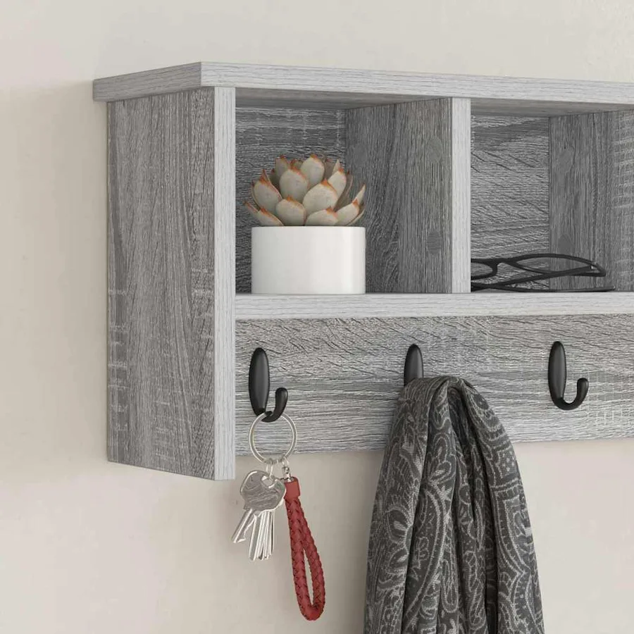 Porte-manteau mural avec étagère Gris Sonoma 75 x 16 x 26 cm - 4