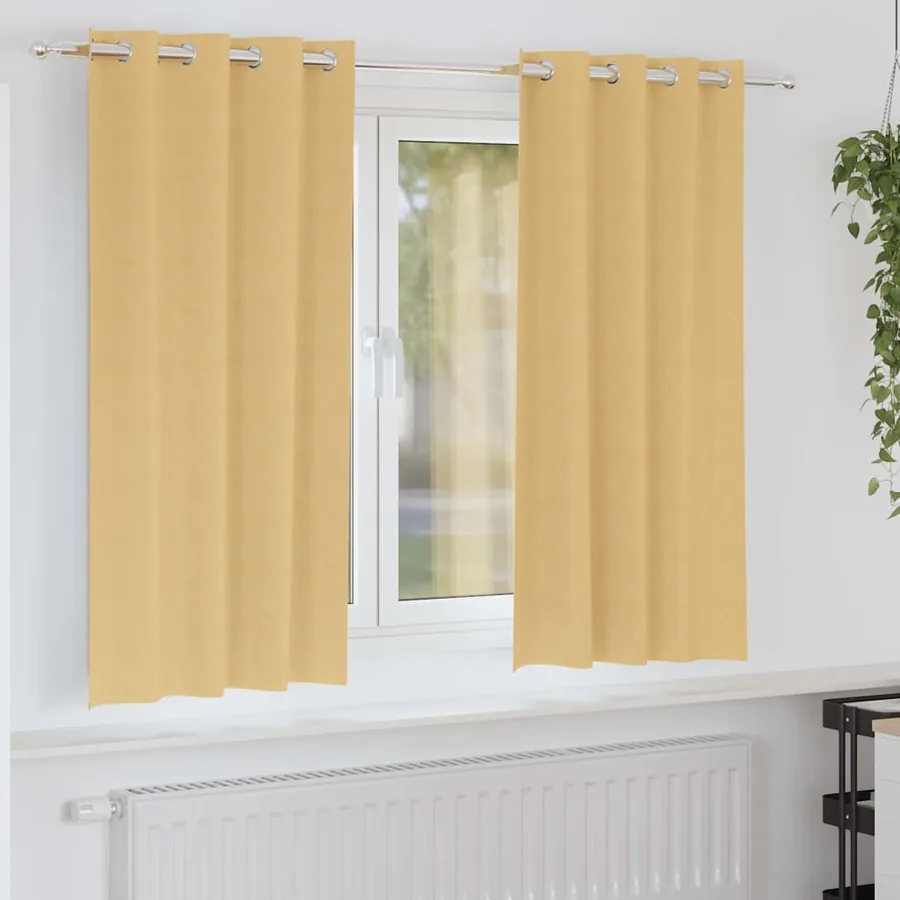 Rideaux occultants avec anneaux 2 pcs Beige 175 x 140 cm