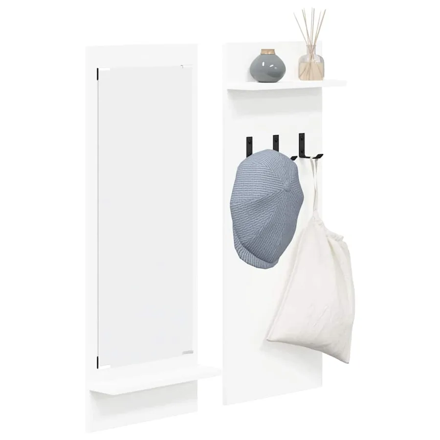 Porte-manteau mural Blanc 70 x 10 x 90 cm Bois d'ingénierie - 3