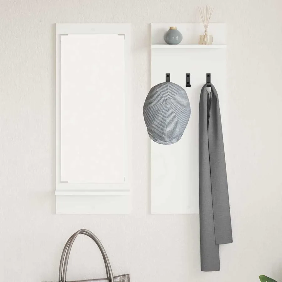 Porte-manteau mural Blanc 70 x 10 x 90 cm Bois d'ingénierie - 4