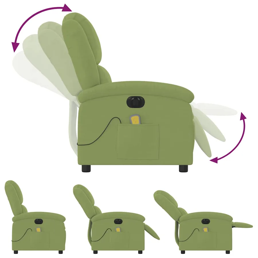 Fauteuil inclinable de massage électrique vert clair velours - 9