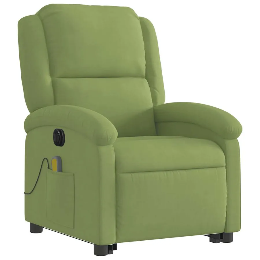 Fauteuil inclinable de massage électrique vert clair velours - 4