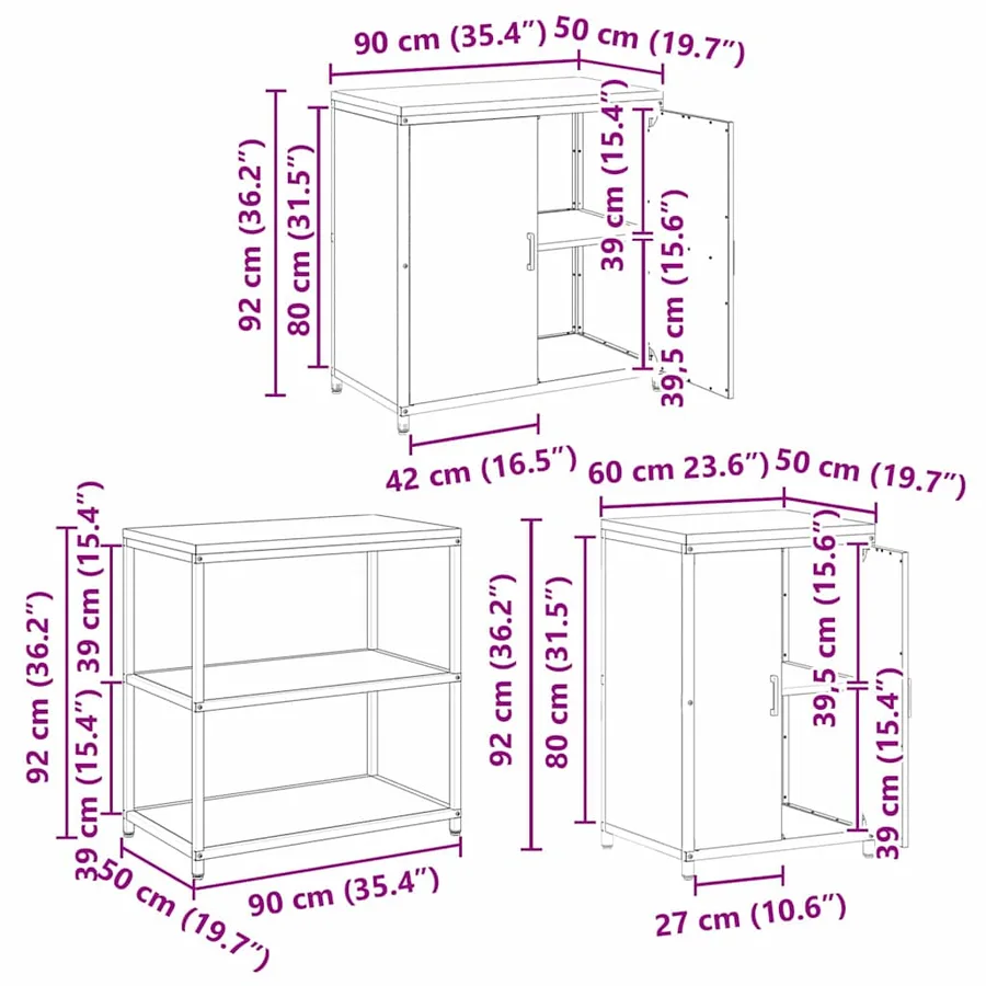 Ensemble de rangement cuisine HATTEM 3 pcs Noir - 17