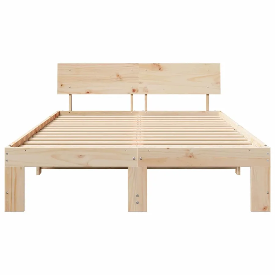 Cadre de lit avec tête de lit Naturel 135 x 190 cm Pin massif - 5
