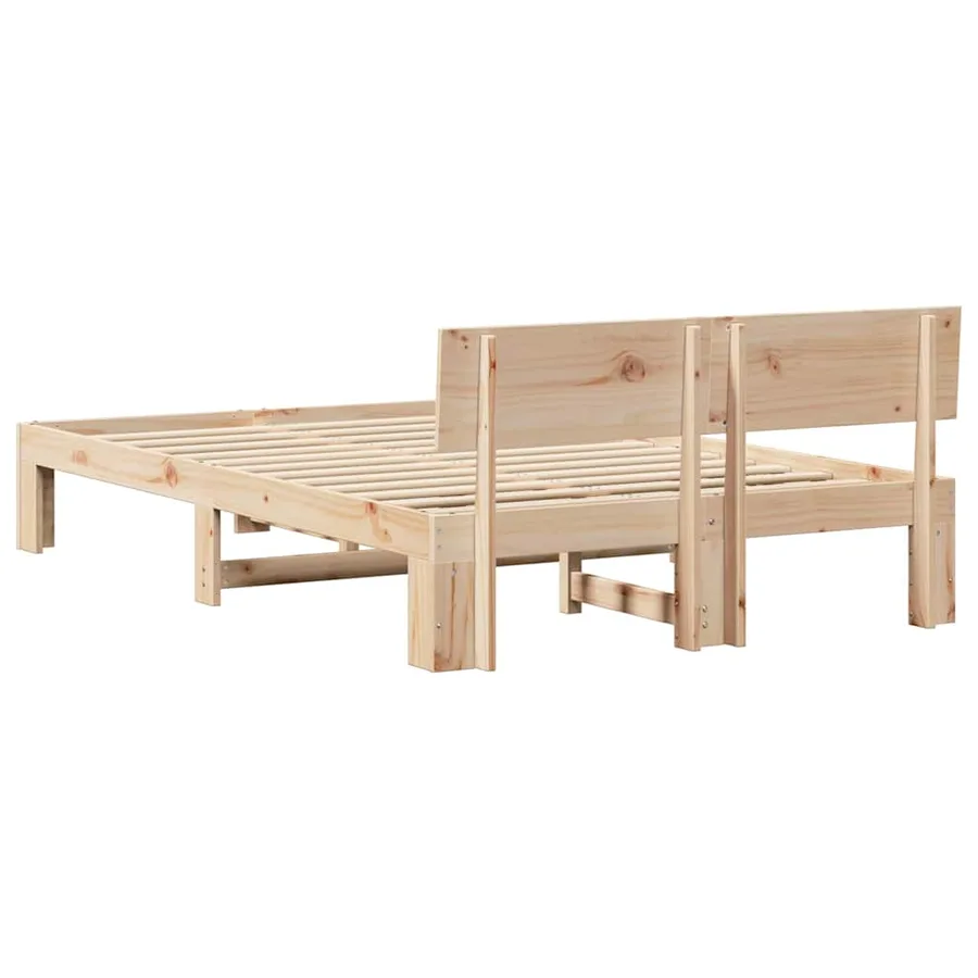 Cadre de lit avec tête de lit Naturel 135 x 190 cm Pin massif - 7