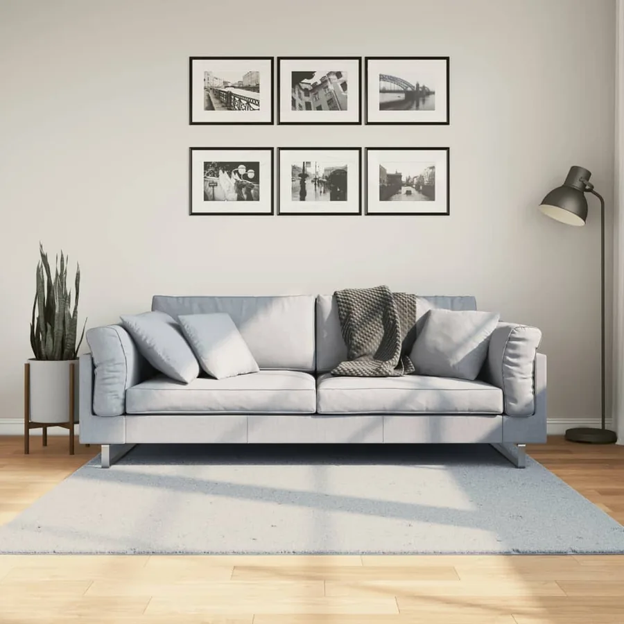 Tapis HUARTE à poils courts doux et lavable bleu 160x160 cm