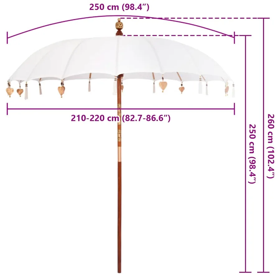 Parasol balinais Crème 220 x 220 x 260 cm - 8