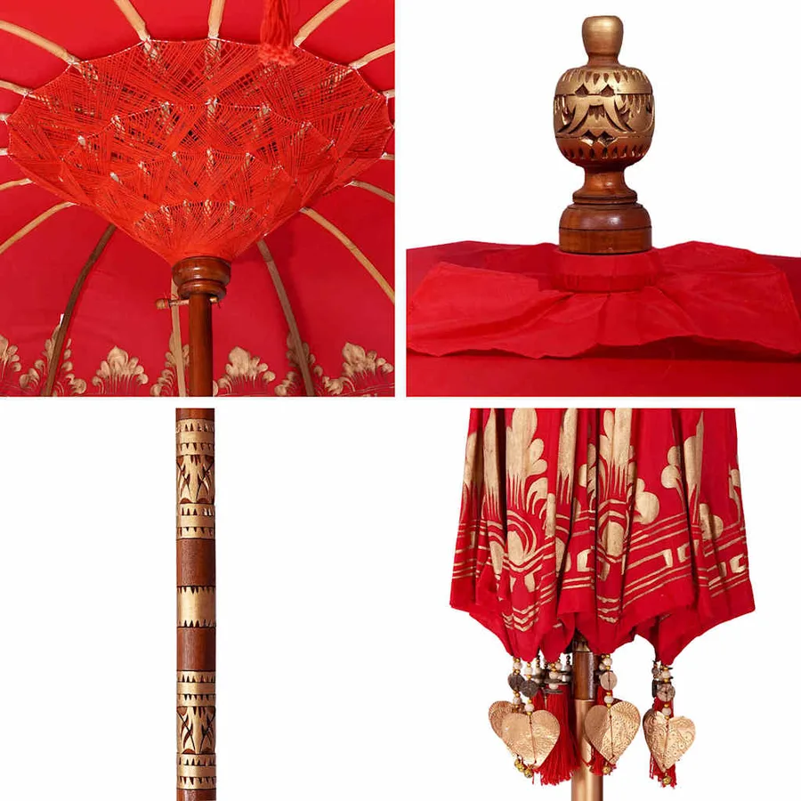 Parasol balinais Rouge 185 x 185 x 260 cm - 7