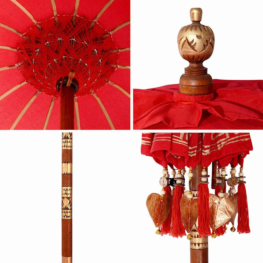 Parasol balinais Rouge 125 x 125 x 260 cm - 7