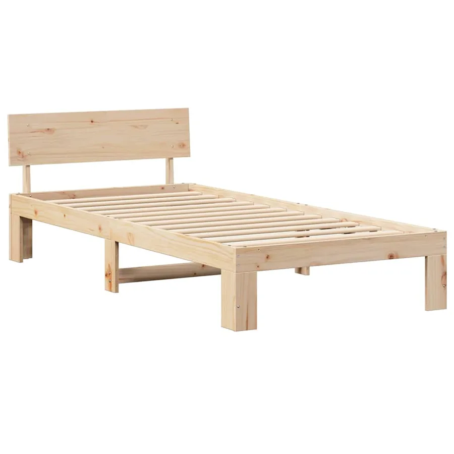 Cadre de lit avec tête de lit Naturel 100 x 200 cm Pin massif - 4