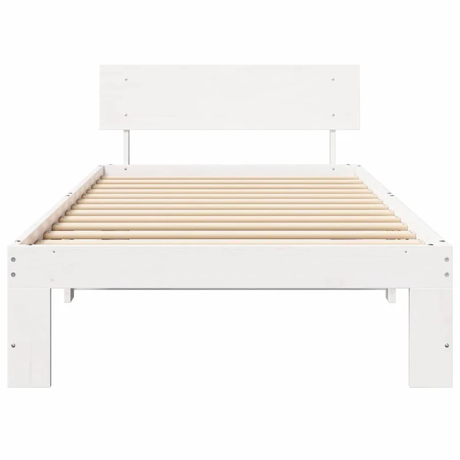 Cadre de lit avec tête de lit Blanc 75 x 190 cm Pin massif - 5