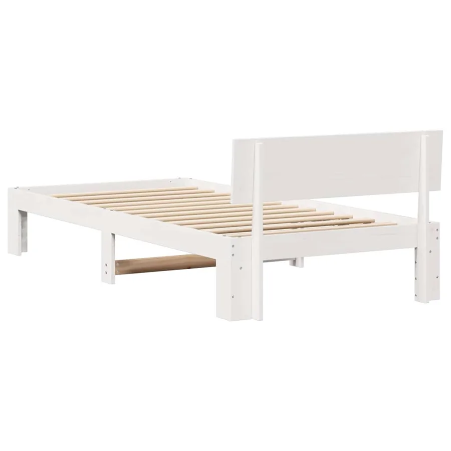Cadre de lit avec tête de lit Blanc 75 x 190 cm Pin massif - 7