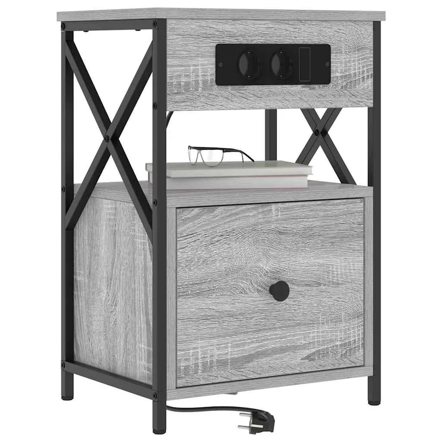 Cabinet de chevet avec tiroir 2 pcs Gris Sonoma 40 x 31 x 60 cm - 3