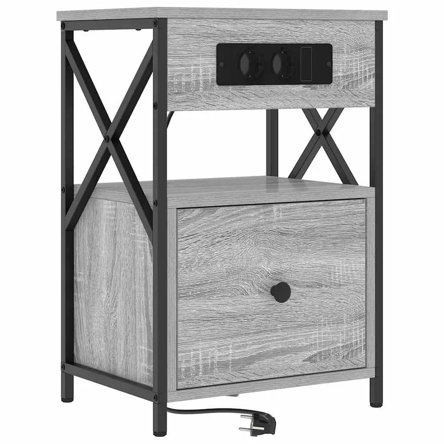 Cabinet de chevet avec tiroir 2 pcs Gris Sonoma 40 x 31 x 60 cm - 5