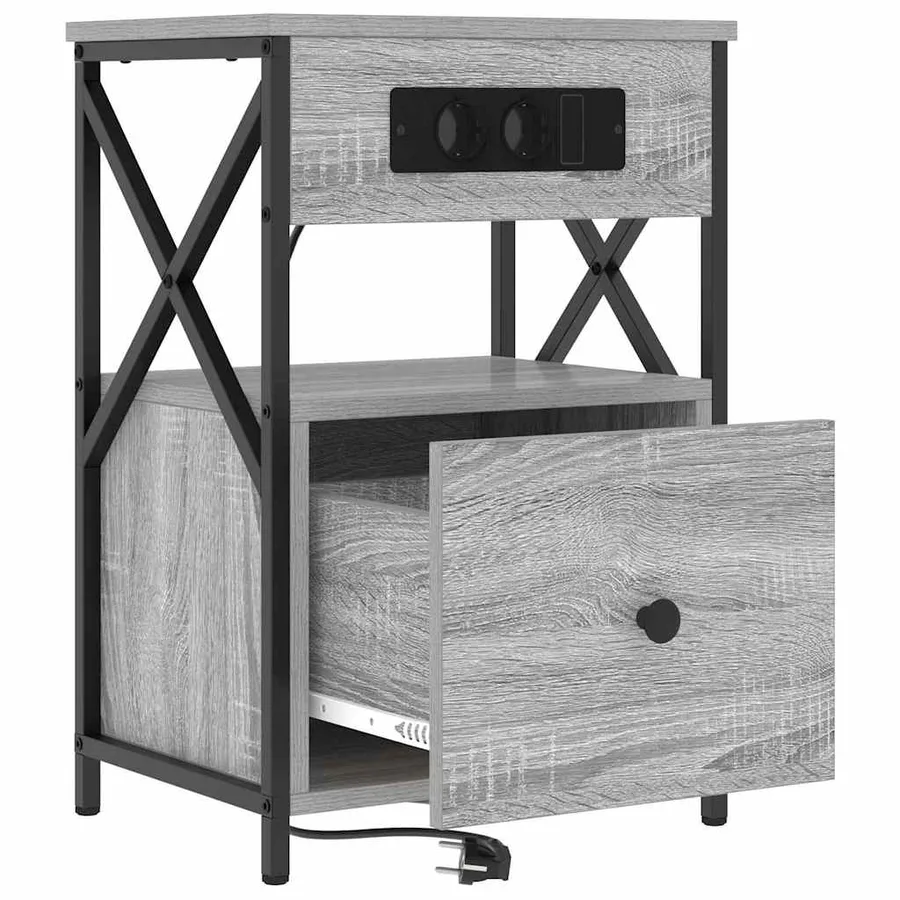 Cabinet de chevet avec tiroir 2 pcs Gris Sonoma 40 x 31 x 60 cm - 6