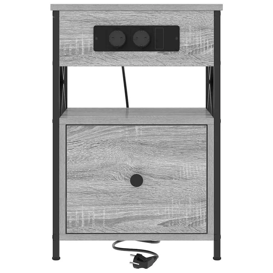 Cabinet de chevet avec tiroir 2 pcs Gris Sonoma 40 x 31 x 60 cm - 7