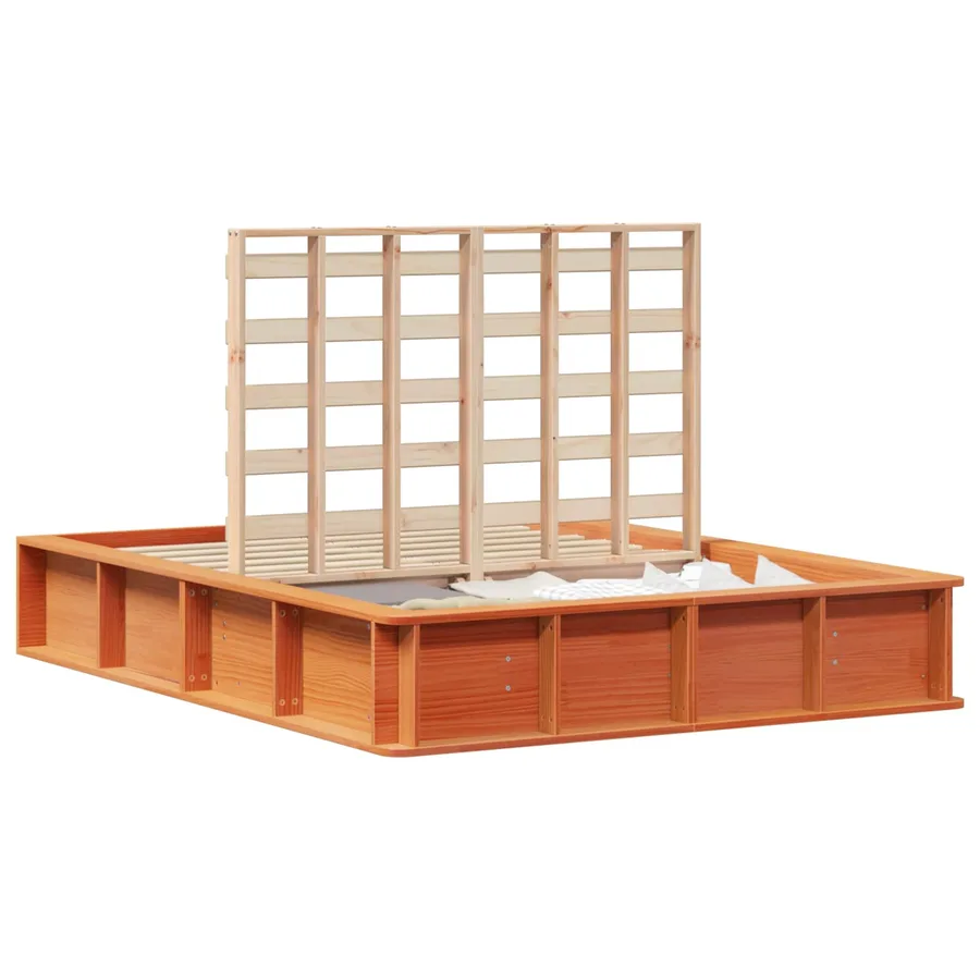 Cadre de lit Cire marron 135 x 190 cm Bois de pin massif - 2
