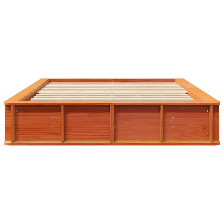 Cadre de lit Cire marron 135 x 190 cm Bois de pin massif - 5