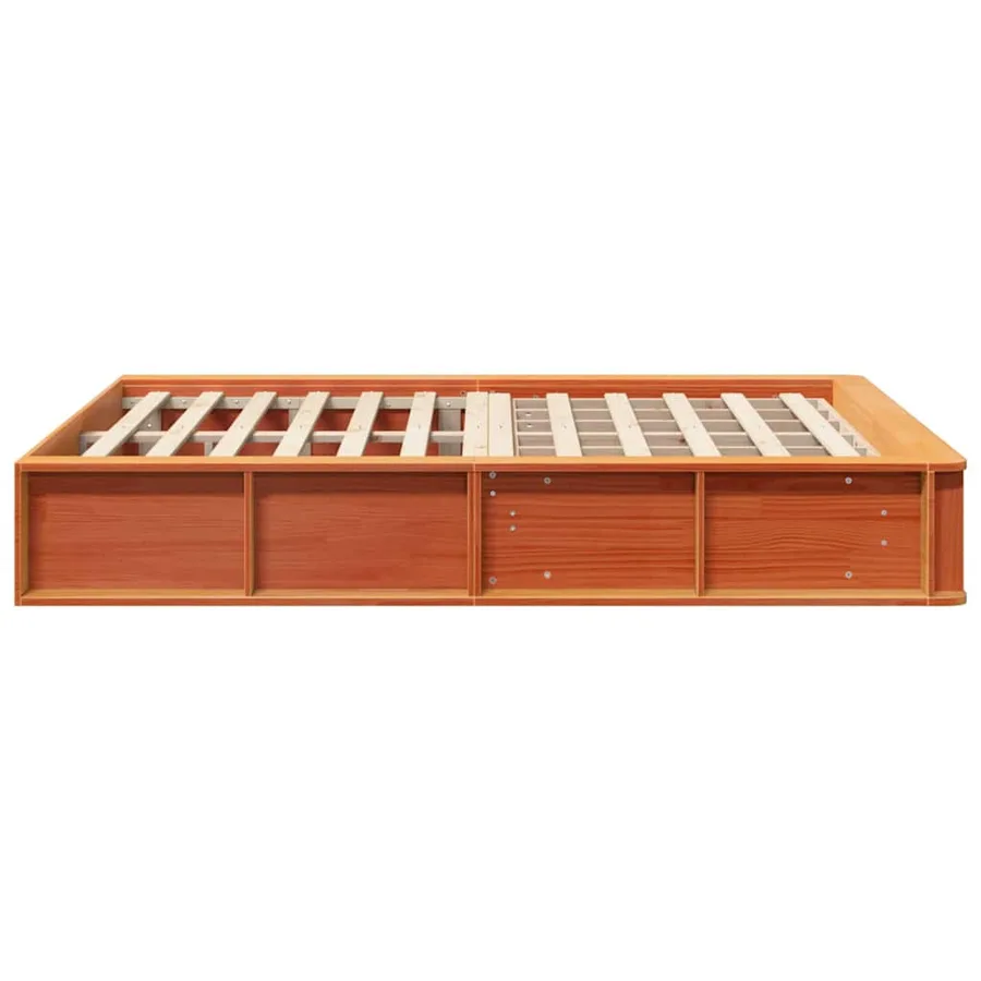 Cadre de lit Cire marron 135 x 190 cm Bois de pin massif - 6
