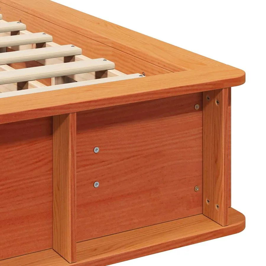 Cadre de lit Cire marron 135 x 190 cm Bois de pin massif - 9