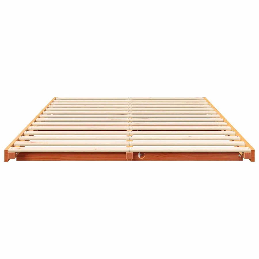 Cadre de lit Brun cire 135 x 190 cm Pin massif - 5
