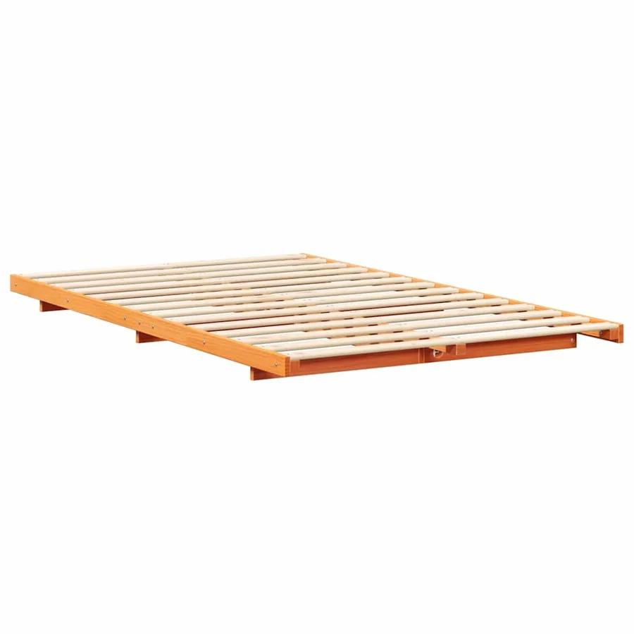 Cadre de lit Brun cire 135 x 190 cm Pin massif - 7