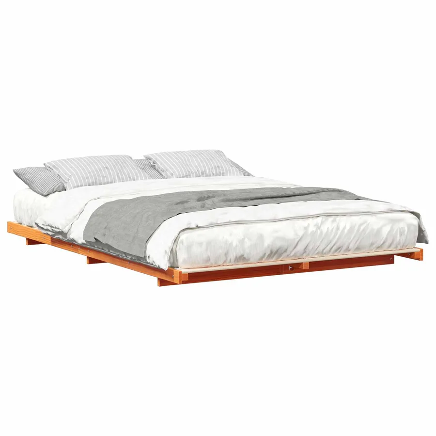 Cadre de lit Brun cire 150 x 200 cm Pin massif - 2