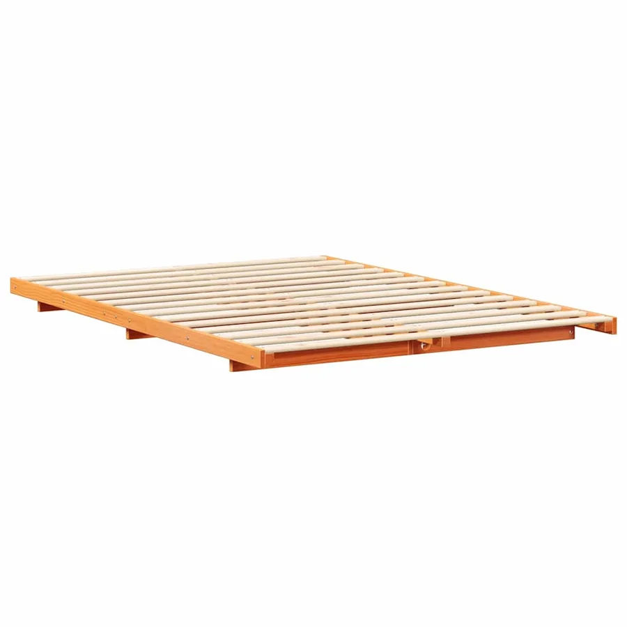 Cadre de lit Brun cire 150 x 200 cm Pin massif - 4