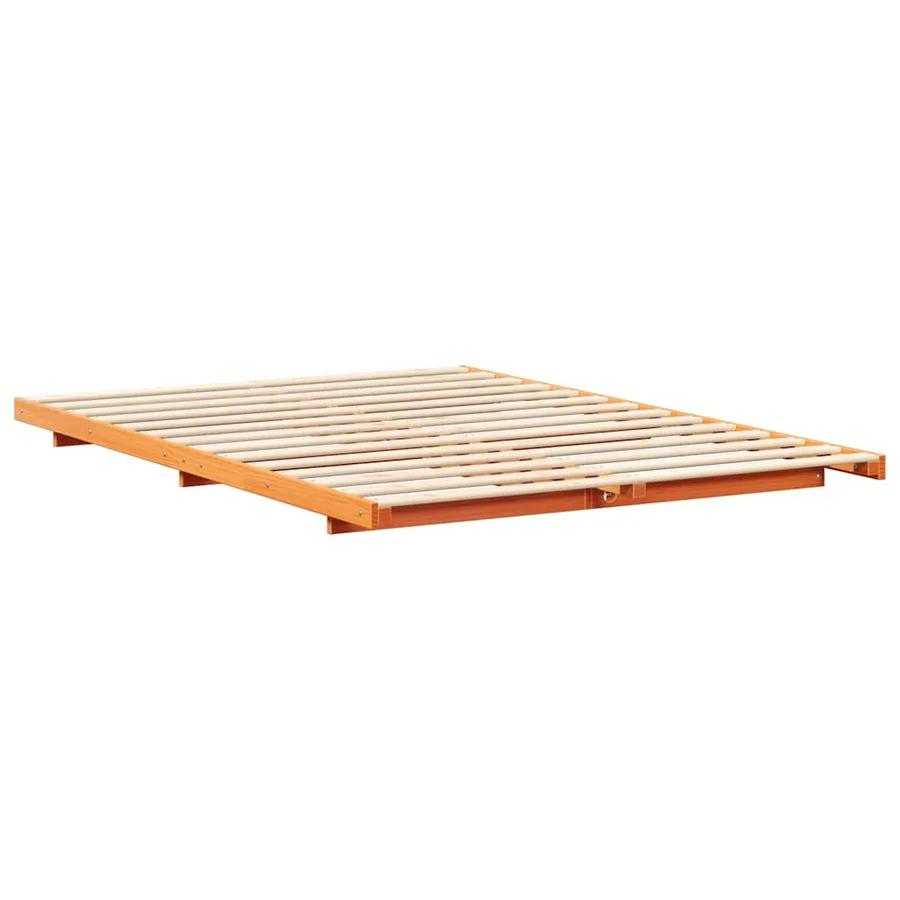 Cadre de lit Brun cire 150 x 200 cm Pin massif - 7