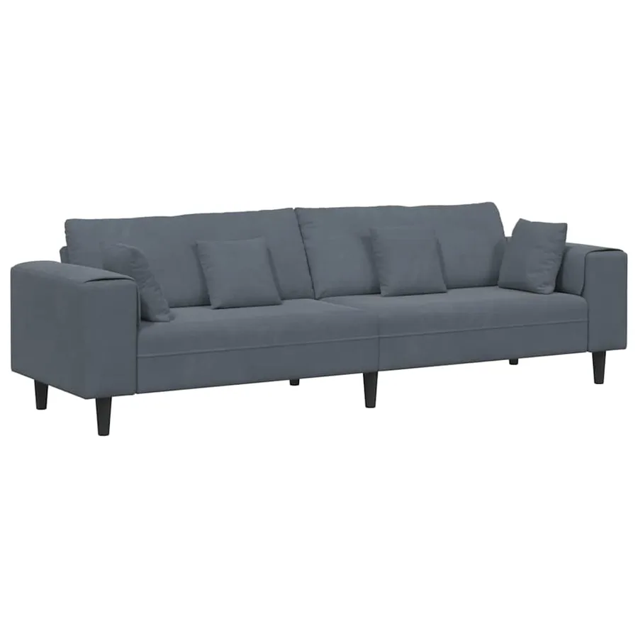 Canapé Gris foncé 250 x 77 x 76 cm Velours - 2