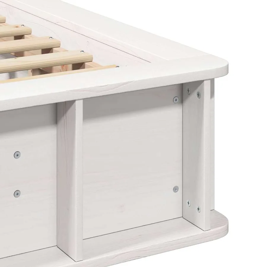 Cadre de lit Blanc 75 x 190 cm Bois de pin massif - 9