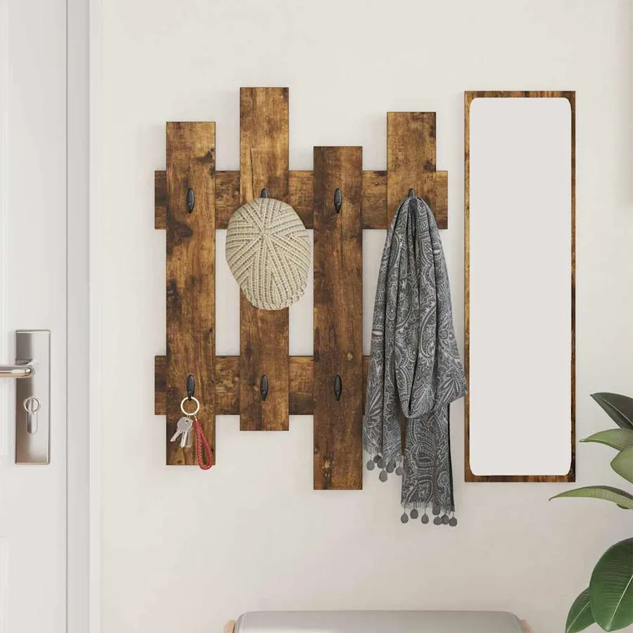 Porte-manteau mural Chêne fumé 60 x 3 x 82 cm Bois d'ingénierie - 4