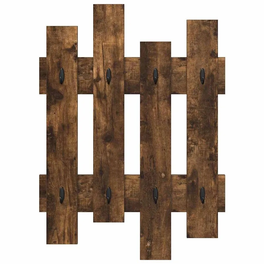 Porte-manteau mural Chêne fumé 60 x 3 x 82 cm Bois d'ingénierie - 5