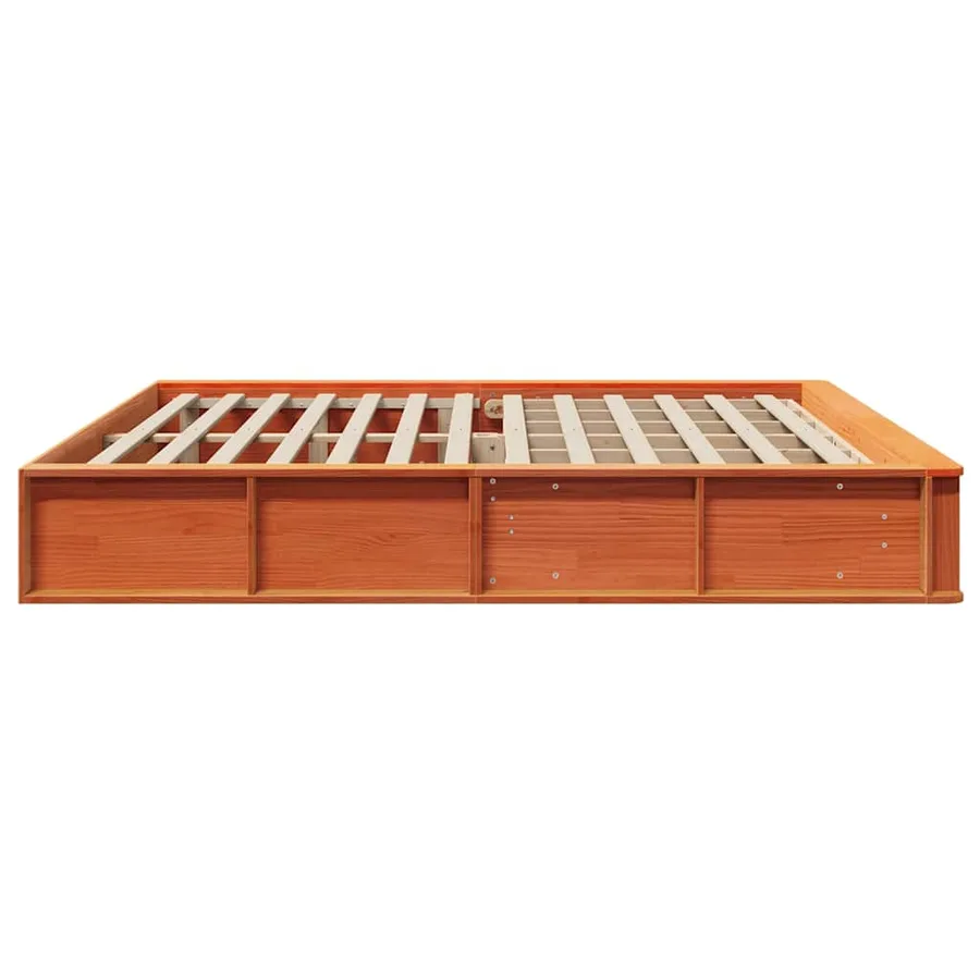 Cadre de lit Cire marron 200 x 200 cm Bois de pin massif - 6