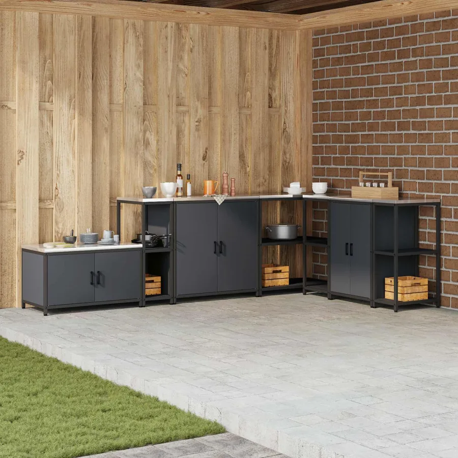 Rangement de cuisine HATTEM Anthracite 30 x 50 x 92 cm Acier