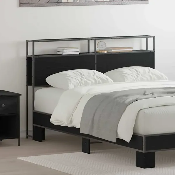 Tête de lit de rangement Chêne noir Bois d'ingénierie