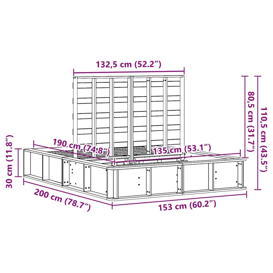 Cadre de lit Marron 135 x 190 cm Bois de pin massif - 12