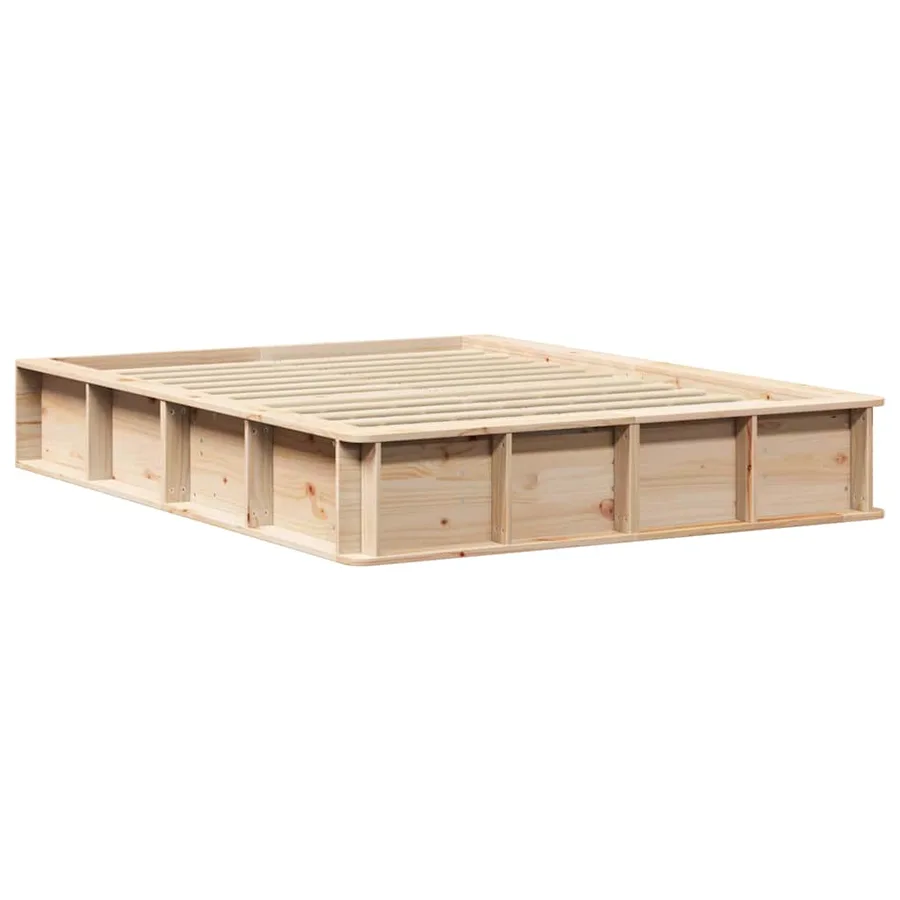 Cadre de lit Marron 135 x 190 cm Bois de pin massif - 4