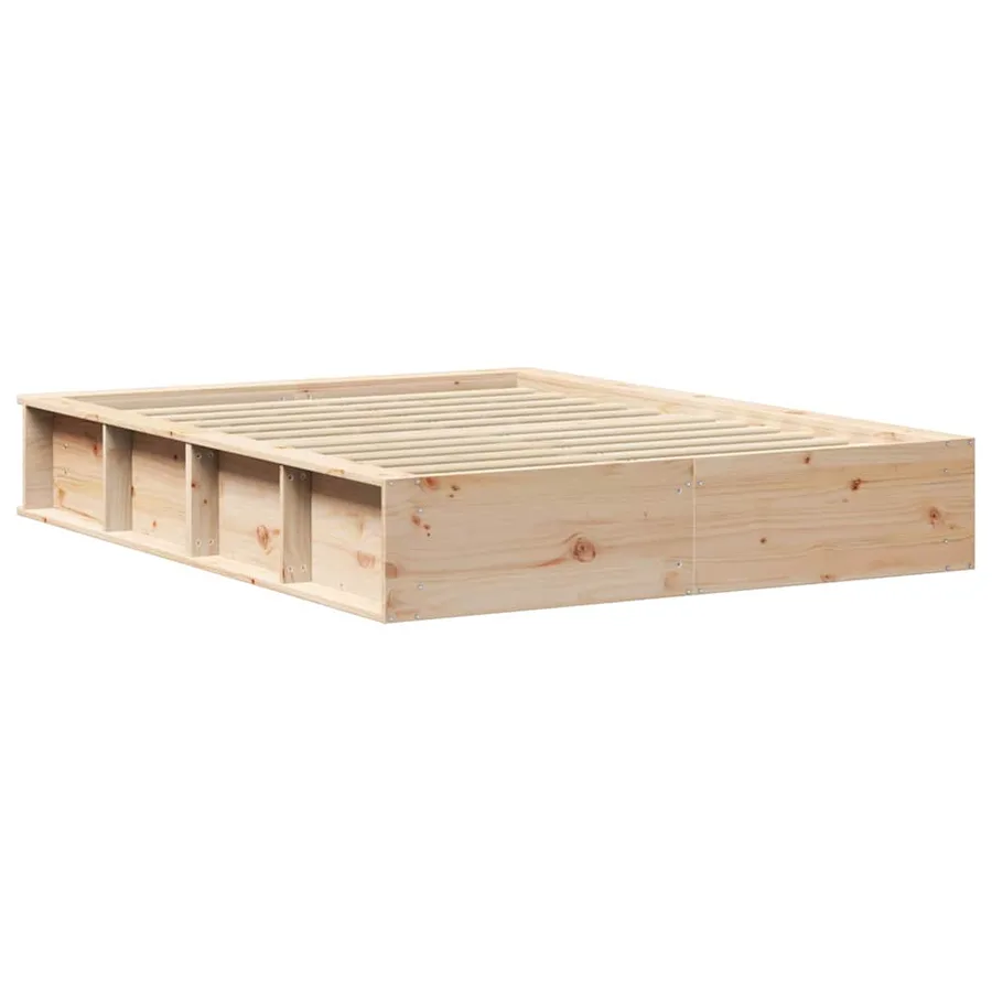 Cadre de lit Marron 135 x 190 cm Bois de pin massif - 7