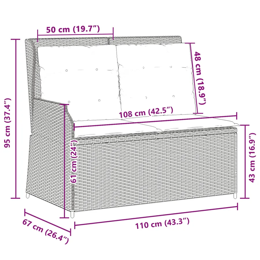 Banc de jardin Beige polyrotin - 9