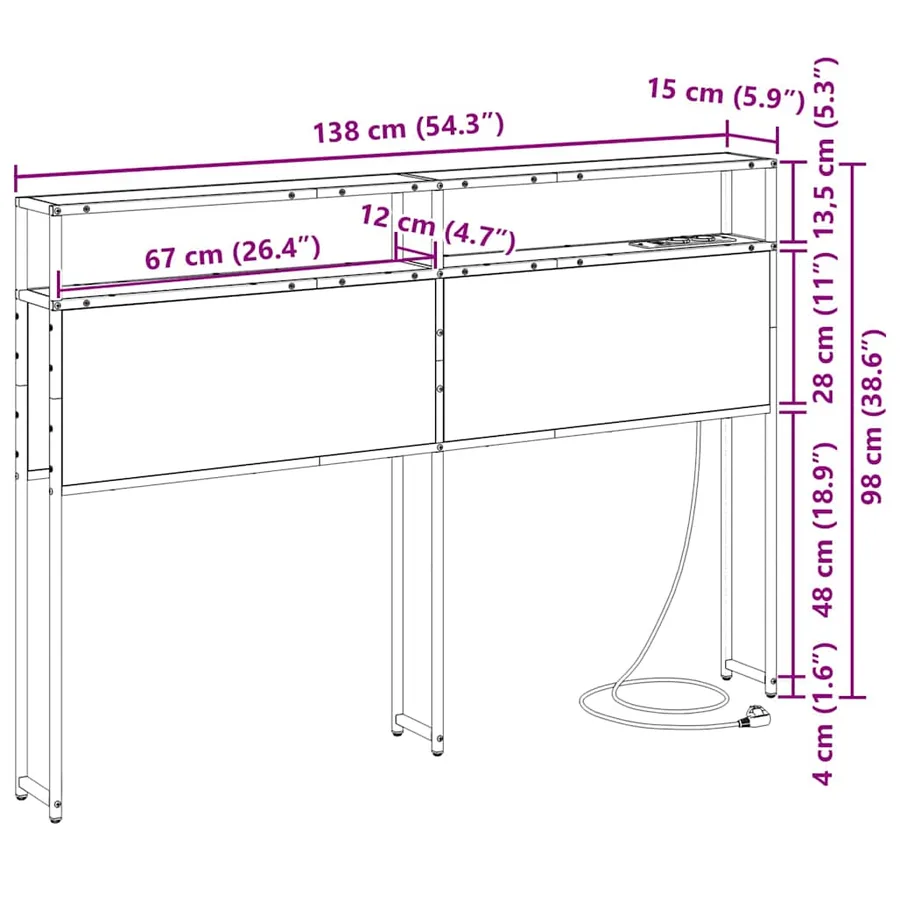 Tête de lit de rangement Chêne fumé Bois d'ingénierie - 13