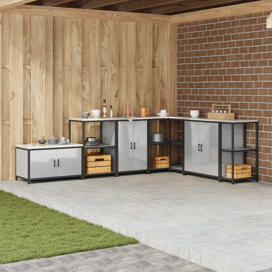 Rangement de cuisine HATTEM Argenté 60 x 50 x 92 cm Acier