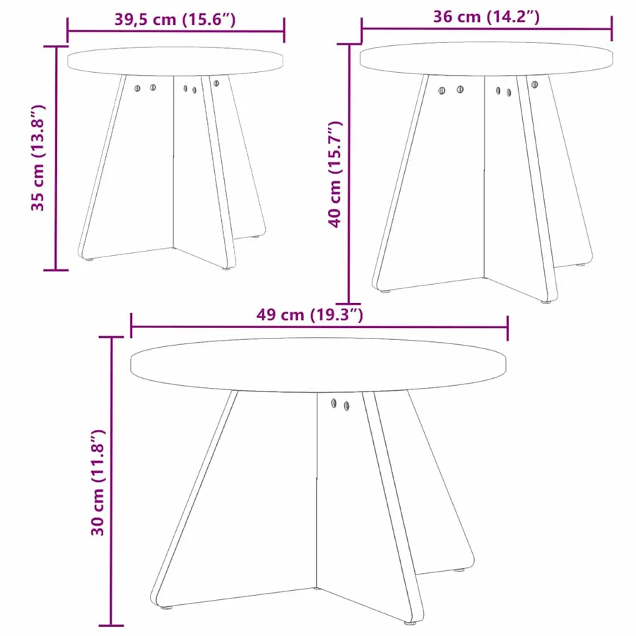 Table basse 3 pcs Naturel - 11