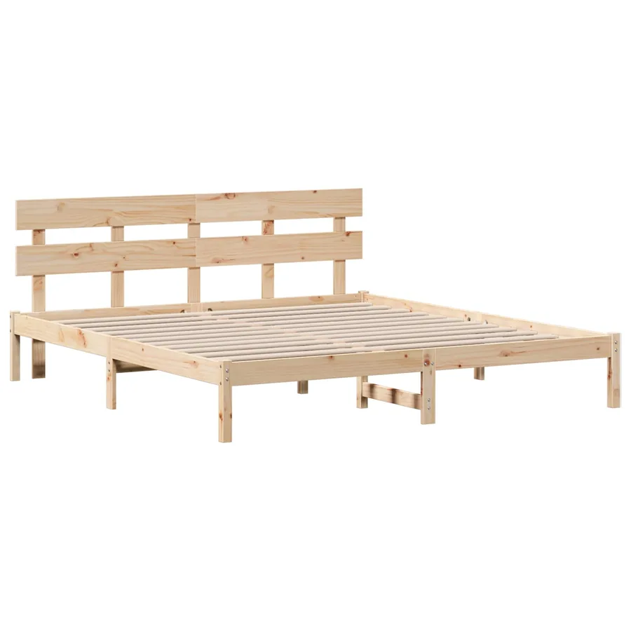 Cadre de lit Marron 200 x 200 cm Bois de pin massif - 2