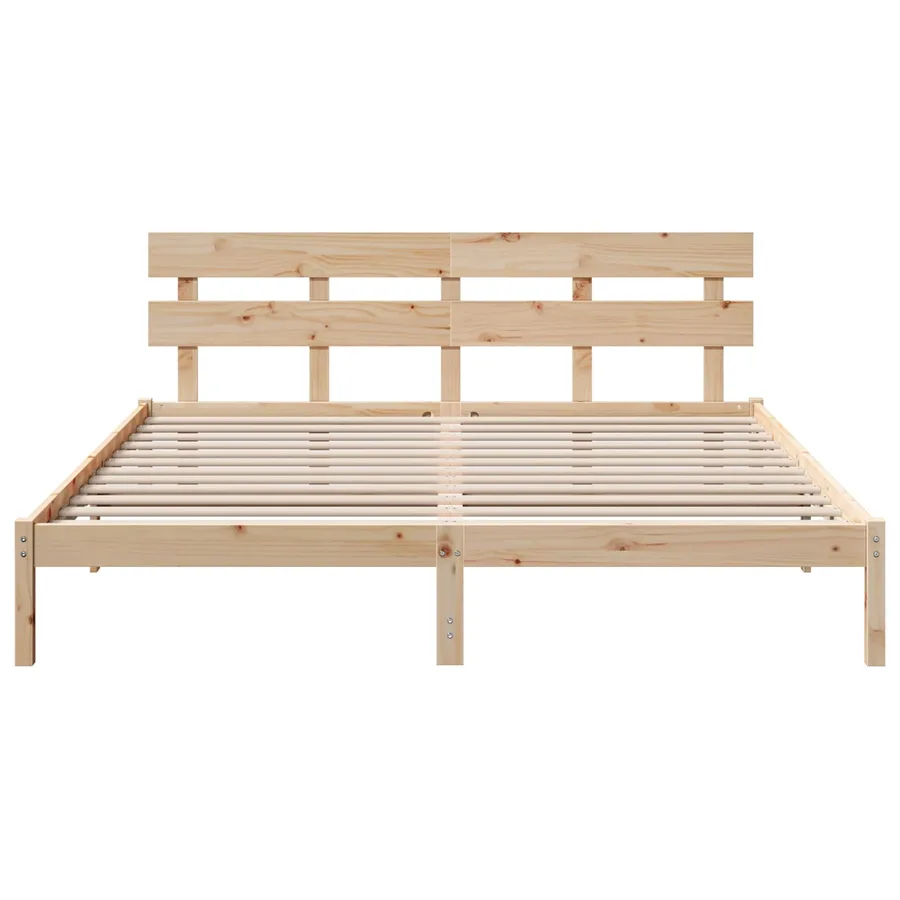 Cadre de lit Marron 200 x 200 cm Bois de pin massif - 3
