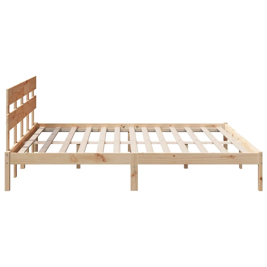 Cadre de lit Marron 200 x 200 cm Bois de pin massif - 6