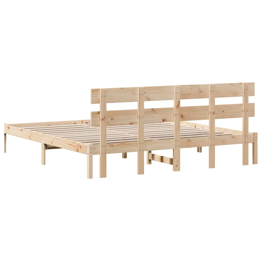 Cadre de lit Marron 200 x 200 cm Bois de pin massif - 8